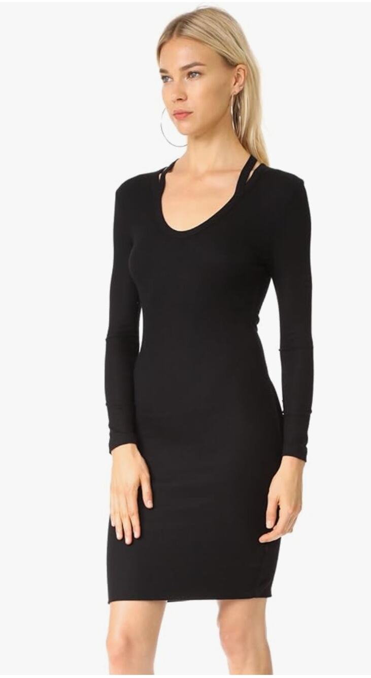 Pam & Gela Women's Split Neck Dress Black Medium